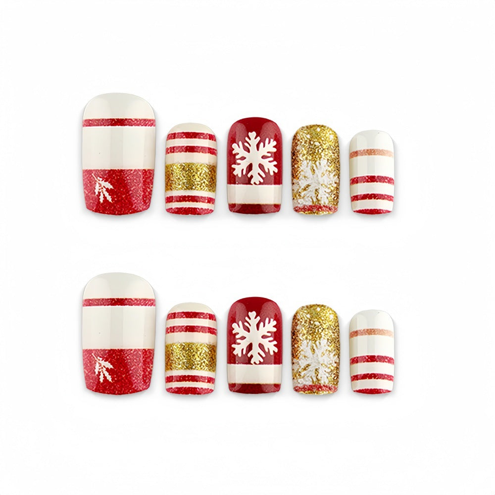 Christmas artificial nails with festive glitter design Bowlift