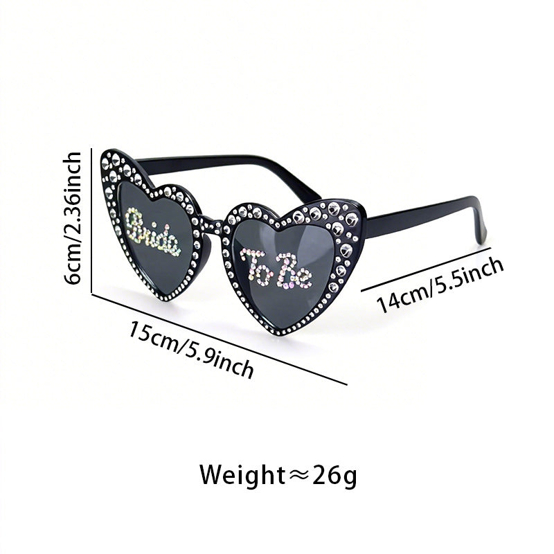 Rhinestone-Accented Heart-Shaped Sunglasses Bowlift