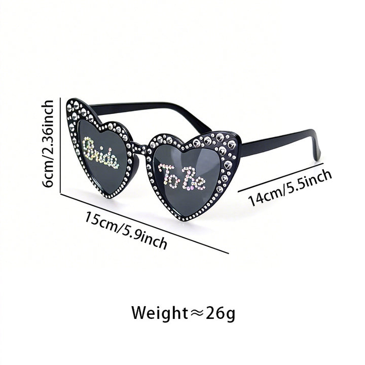 Rhinestone-Accented Heart-Shaped Sunglasses Bowlift
