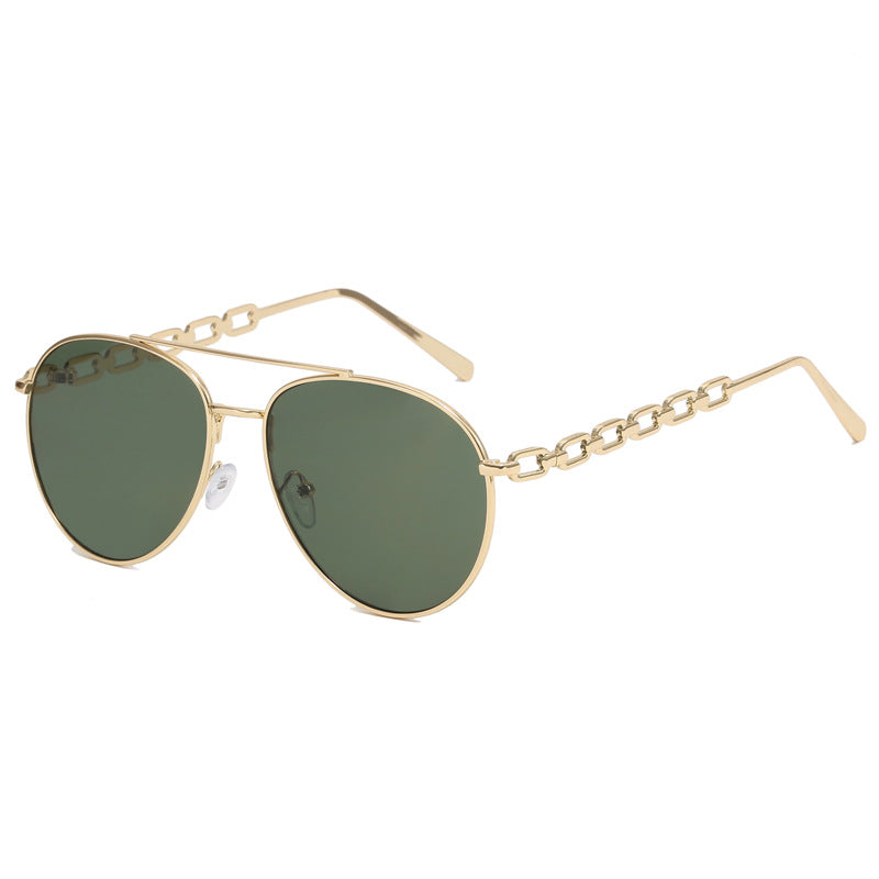 Women's Oversized Sunglasses with Fashionable Chain Frame Bowlift