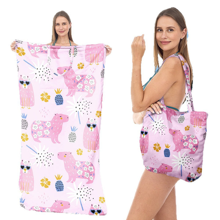 Beach towel with integrated carrying bag Bowlift