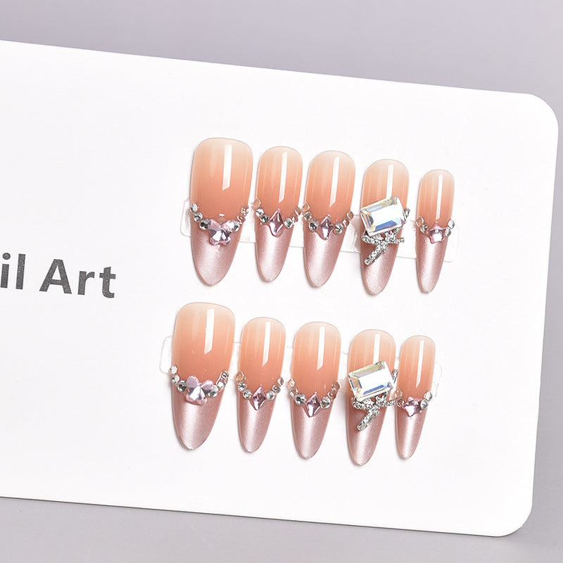 Glamorous Heart-Themed Press-On Nail Set Bowlift