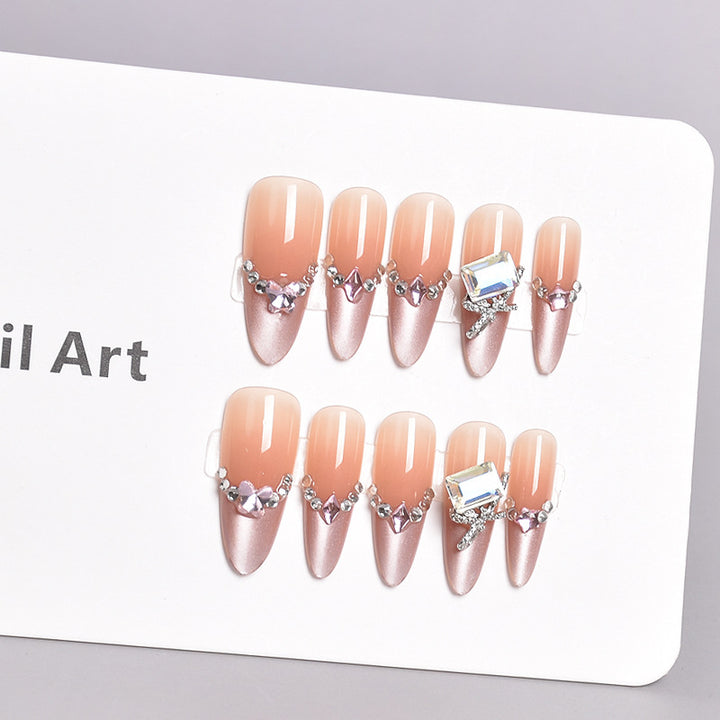 Glamorous Heart-Themed Press-On Nail Set Bowlift