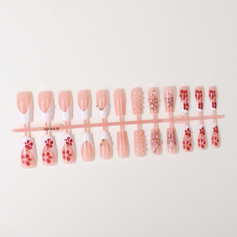 Floral Patterned Press-On Nail Tips Set Bowlift
