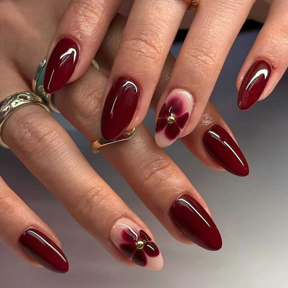 Glamorous Floral Accent Press-On Nails Bowlift