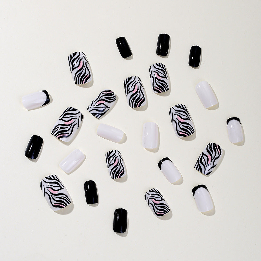 Stylish Zebra Print Acrylic Nail Art Bowlift