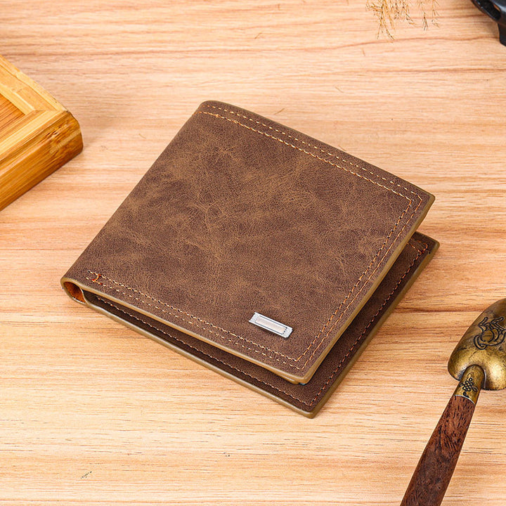 Vintage Distressed Leather Bifold Wallet with RFID Protection and Organized Card Storage Bowlift