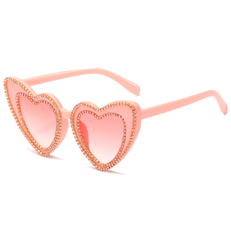 Women's Heart-Shaped Sunglasses with Glitter Accents Bowlift