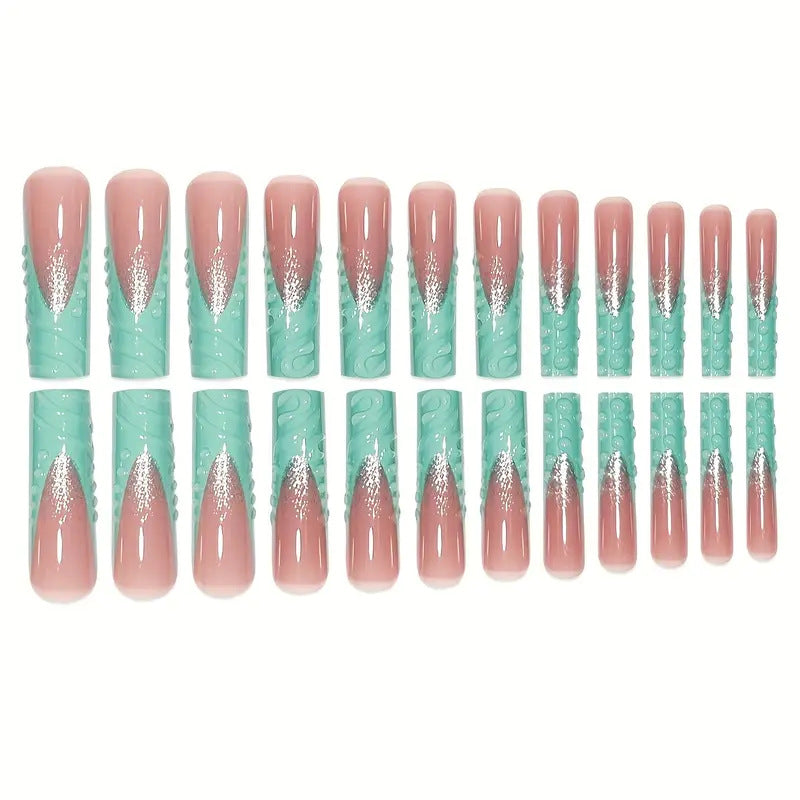Artistic Wave-Pattern Press-On Nails Bowlift