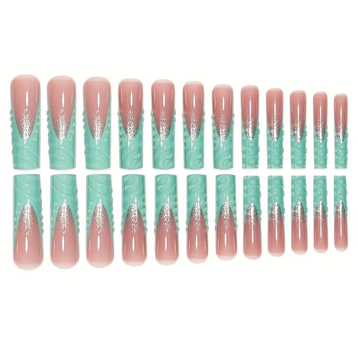 Artistic Wave-Pattern Press-On Nails Bowlift