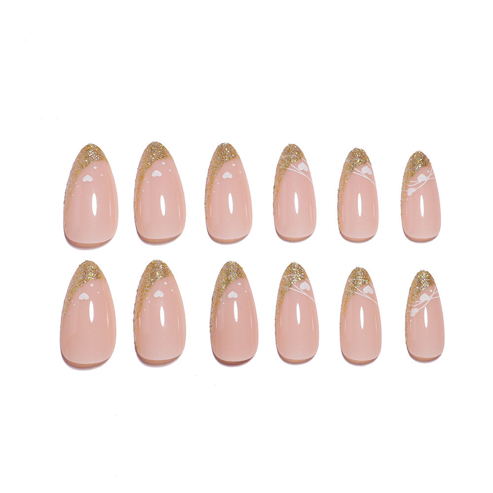 Glitter-Accent Almond-Shape Press-On Nail Set Bowlift