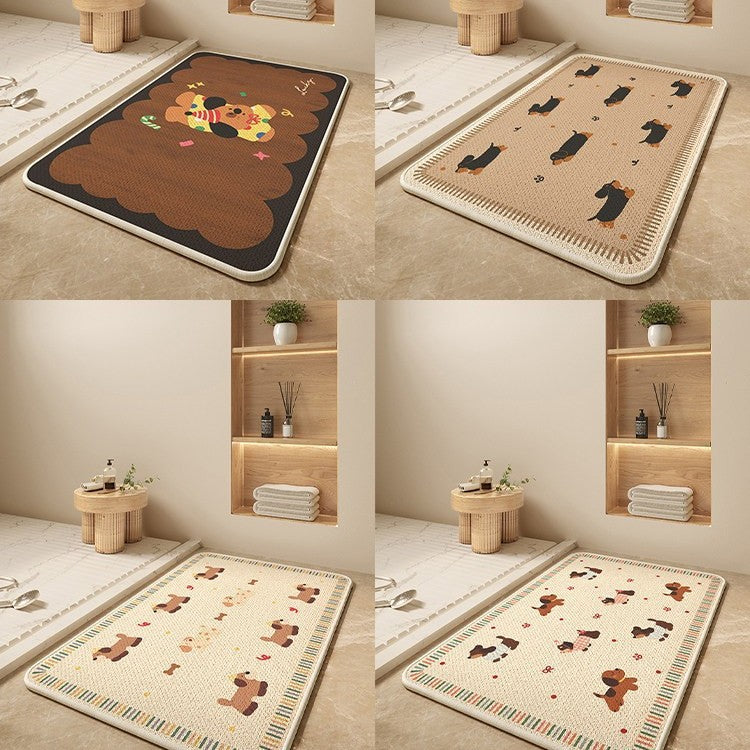 Cartoon Dog-Themed Bath Mat Bowlift