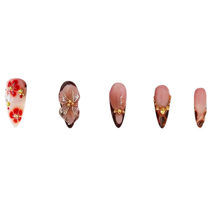 Artistic 3D Floral Press-On Nail Art Set Bowlift