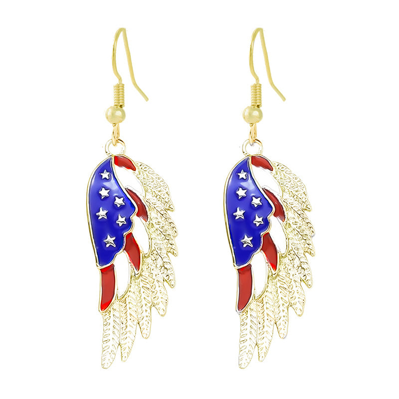 Ladies enamel earrings horseshoe with star stripe motif Bowlift