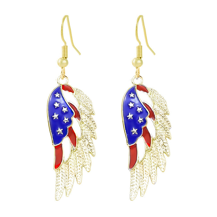 Ladies enamel earrings horseshoe with star stripe motif Bowlift