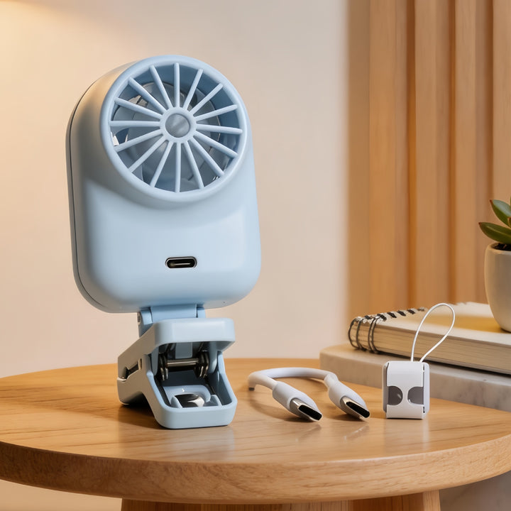 Women's Portable Mini Fan with Digital Display and Flexible Mount Bowlift
