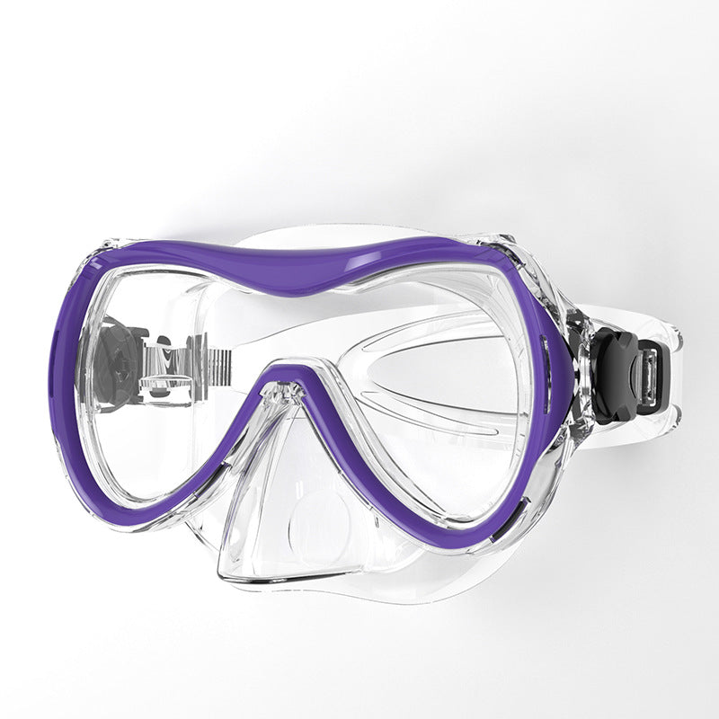 Diving mask with soft silicone edge and wide field of vision Bowlift