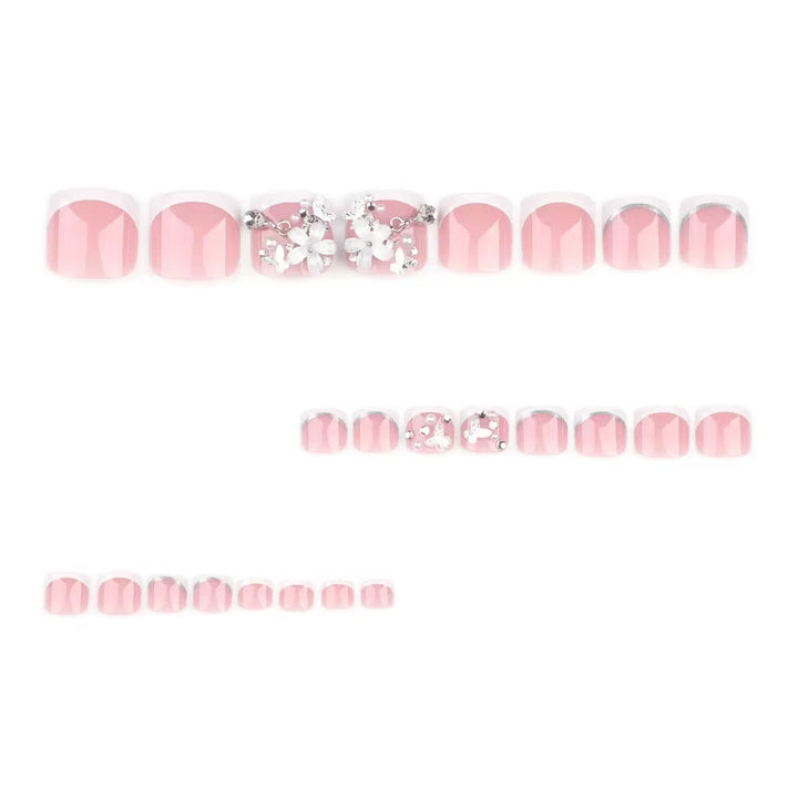 Nail set with elegant flower decorations and high-gloss finish Bowlift
