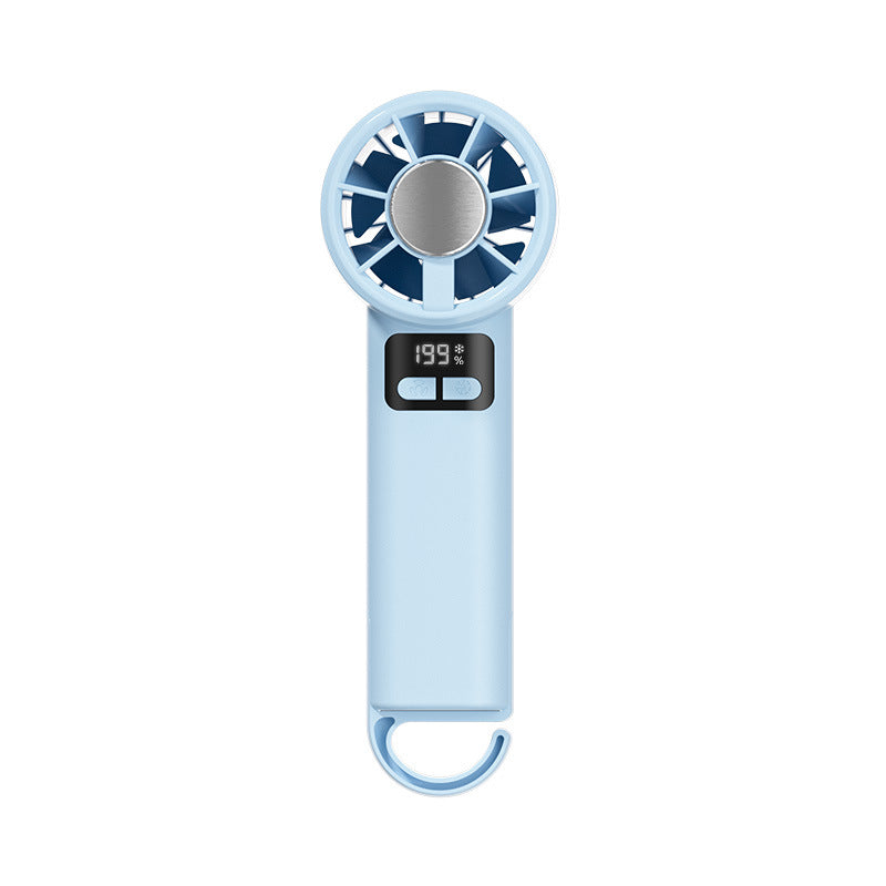Ladies portable hand fan with temperature-controlled digital display Bowlift