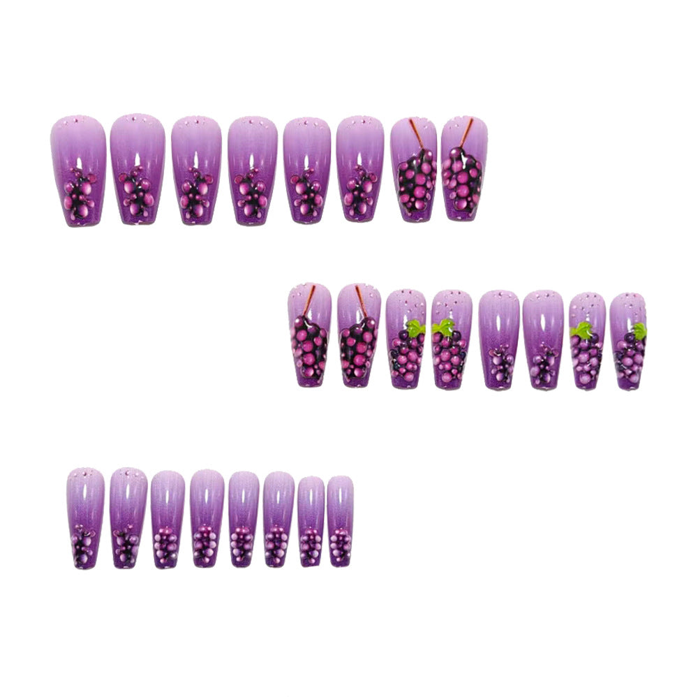 Artificial nails with detailed grape motifs Bowlift