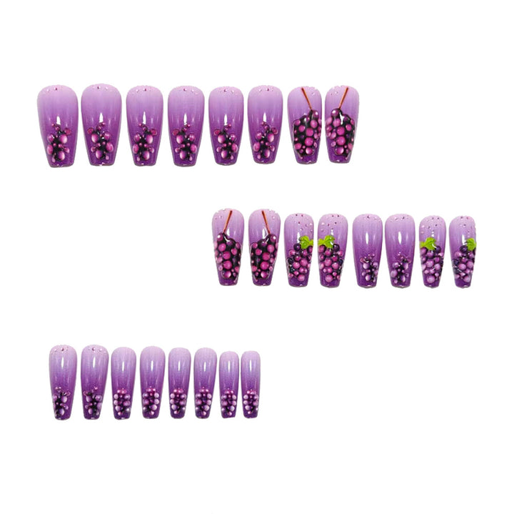 Artificial nails with detailed grape motifs Bowlift