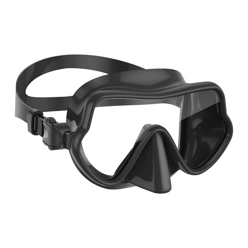 Diving mask with comprehensive field of vision and comfortable silicone border Bowlift