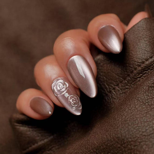 Artful rose nail art with shine Bowlift