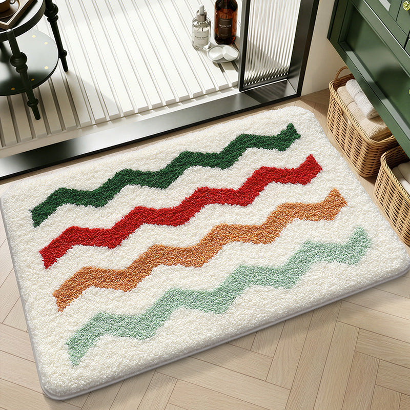 Plush Textured Zigzag Bath Mat Bowlift