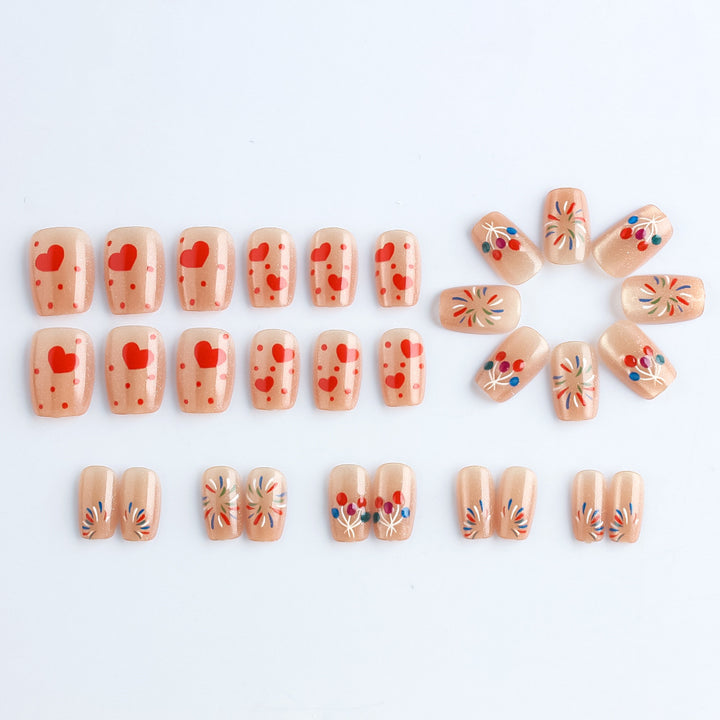 Creative Heart-Themed Press-On Nail Art Bowlift