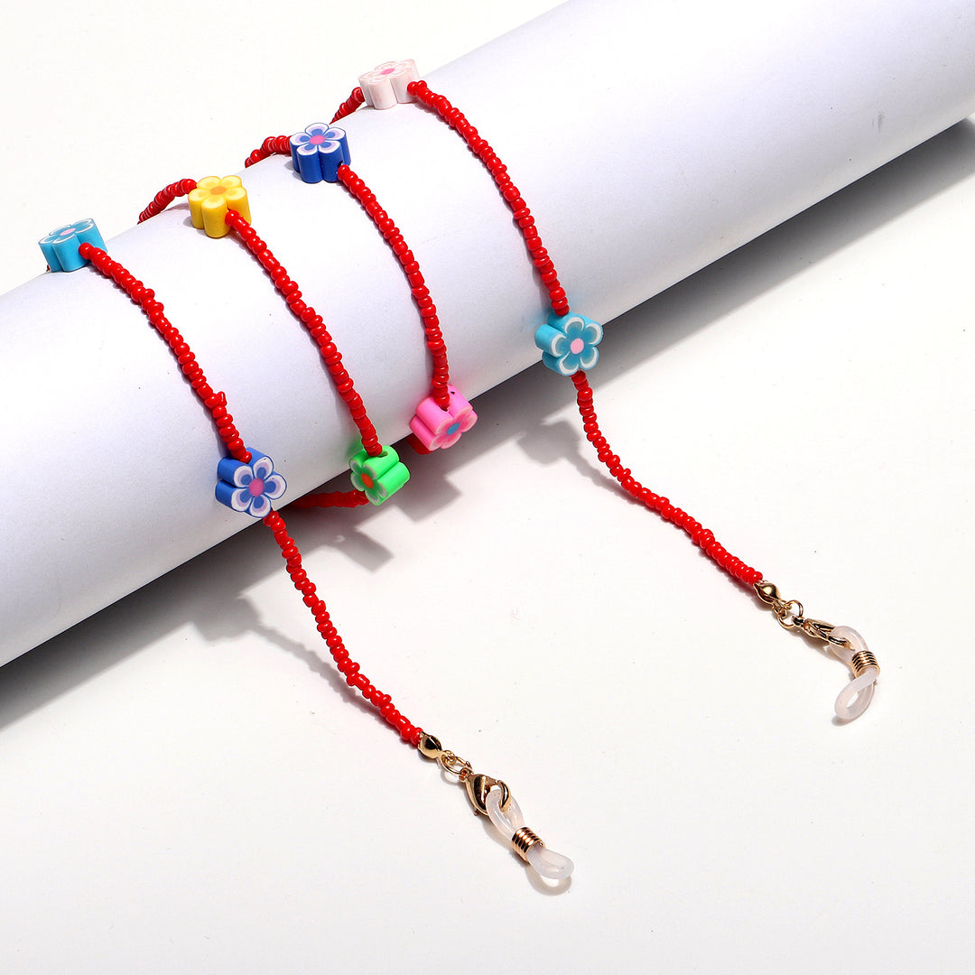Decorative Flower Beaded Eyewear Chain Bowlift