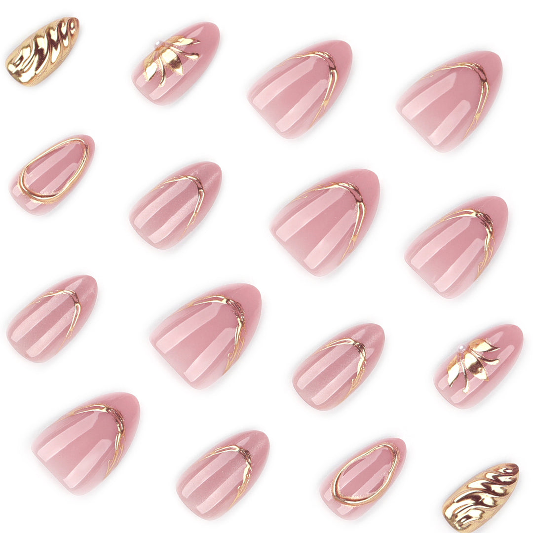 Elegant and artistic nail art with golden accents Bowlift
