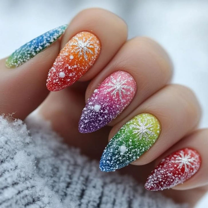 Artificial Nails in Creative Glitter Gradient Design Bowlift