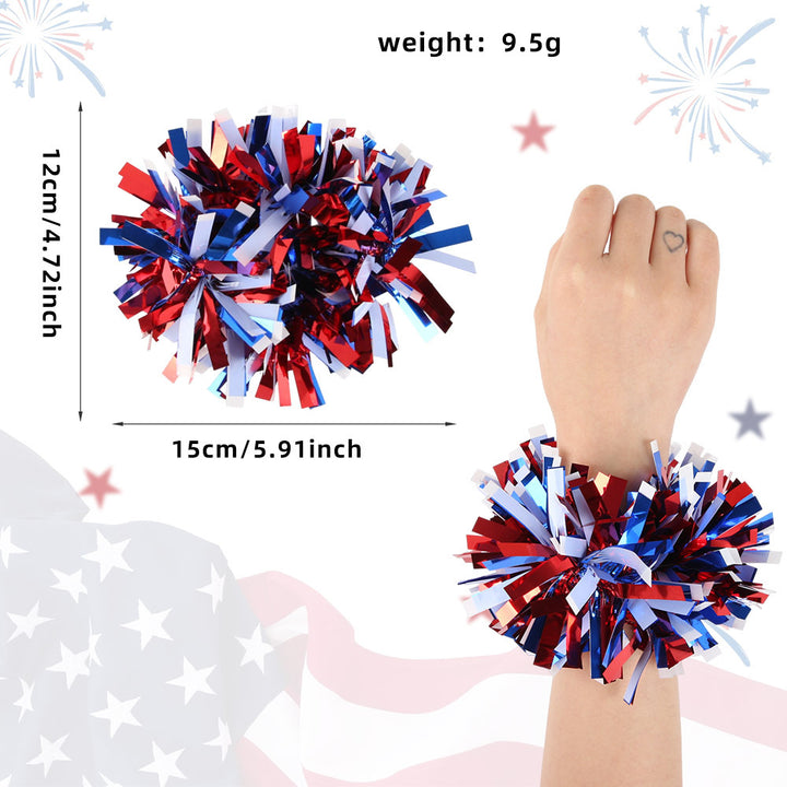 Unisex nan patriotic tinsel pom pom wristband bracelet with star confetti Bowlift