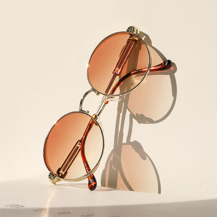 Women's round vintage sunglasses with exclusive metal frame Bowlift