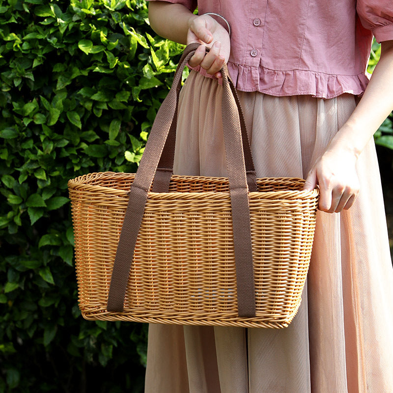 Unisex Robust braided shopping basket with comfortable fabric handles Bowlift