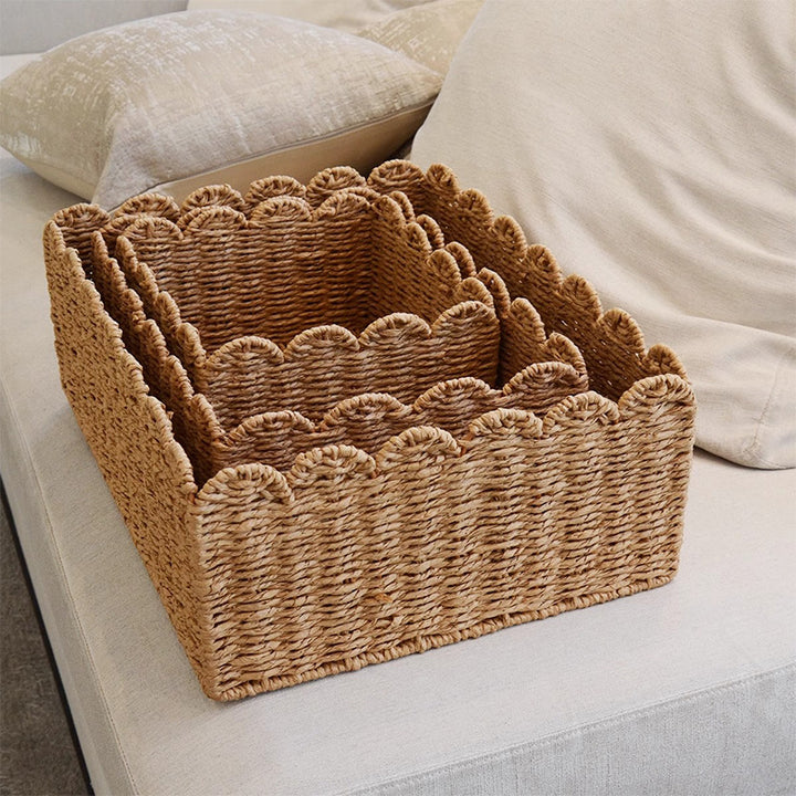 Handwoven storage basket with playful design Bowlift