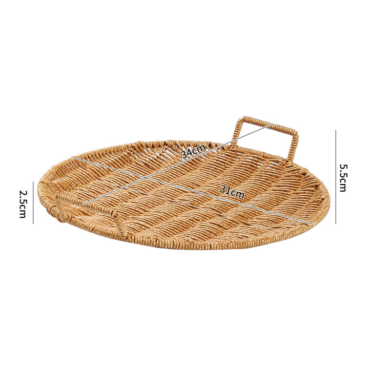 Handwoven Round Serving Tray with Ergonomic Handles Bowlift