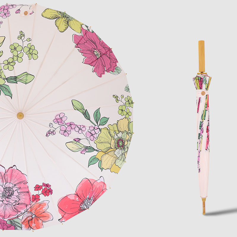 Women's Foldable Sun Shade Umbrella with Artistic Design Bowlift