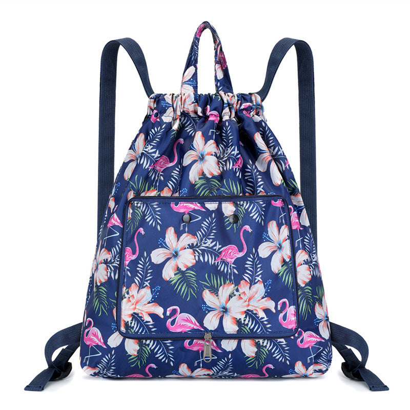 Lightweight Floral Drawstring Backpack Bowlift