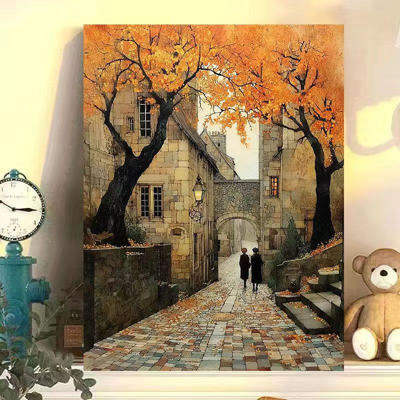 Vintage European Landscape Canvas Art Print Bowlift