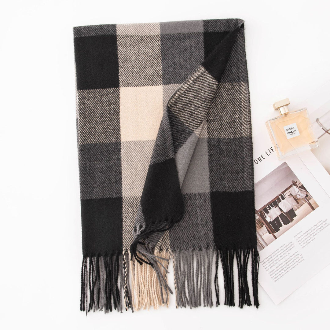 Women Checked Wool Coat Bowlift