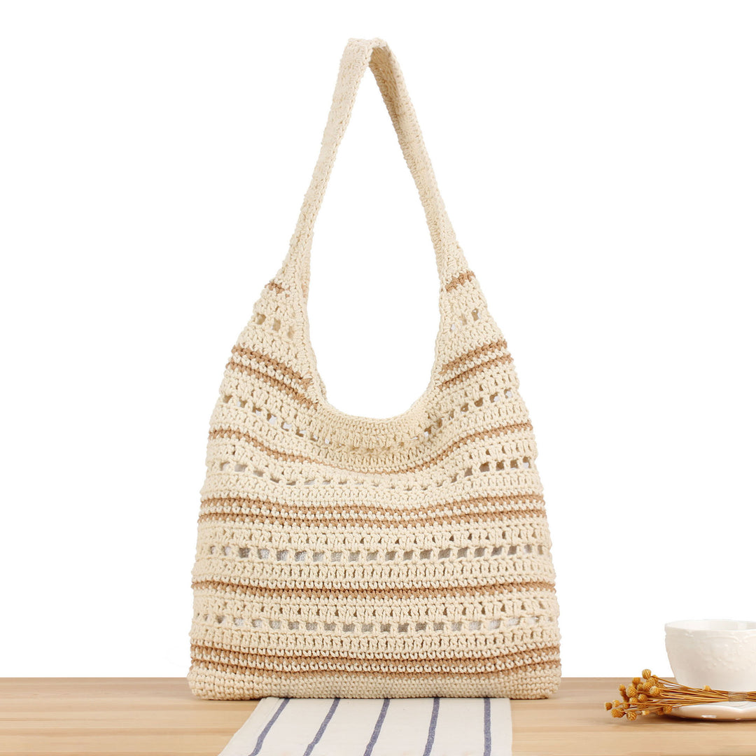 Hand-knotted shoulder bag with maritime stripe pattern Bowlift