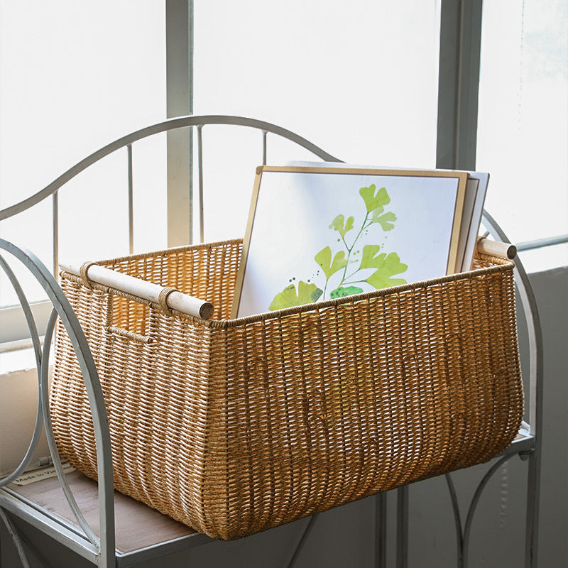 Large Handwoven Storage Basket with Ergonomic Handles Bowlift