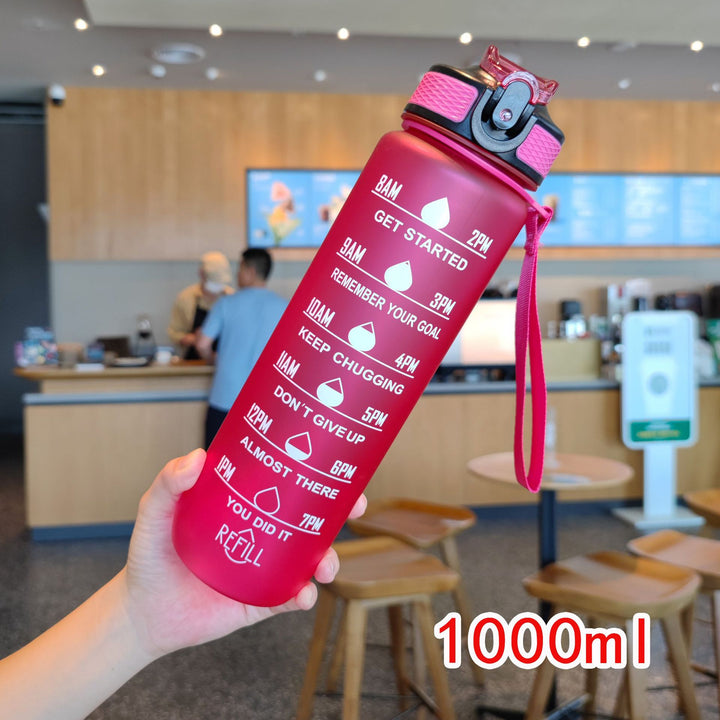 Ladies motivating water bottle with time markings Bowlift
