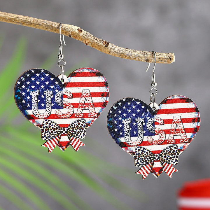 Women's handmade acrylic earrings can holder with patriotic flag motif and fish hook closure Bowlift