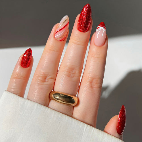 Elegant Glittering Press-On Nail Set Bowlift