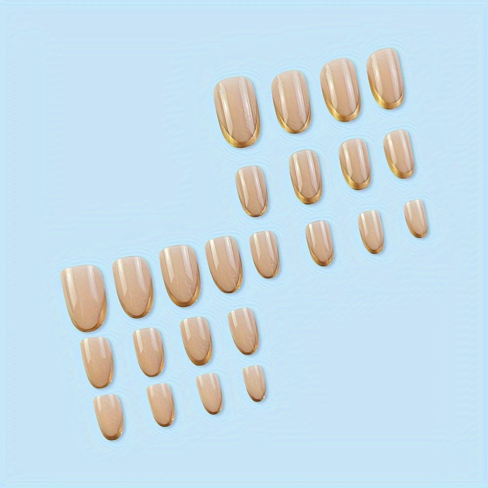 Elegant Glossy French Tip Nail Set Bowlift