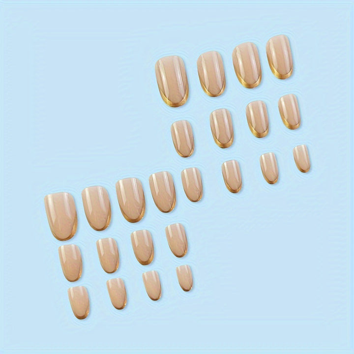 Elegant Glossy French Tip Nail Set Bowlift