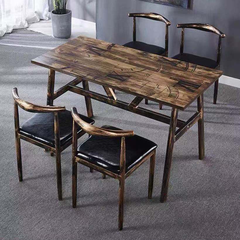 Vintage dining table with custom license plate design Bowlift