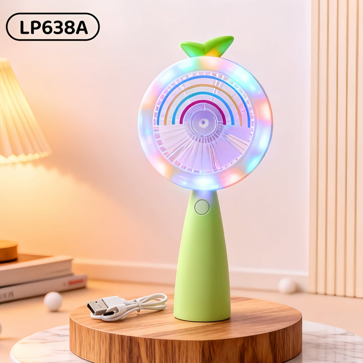 Women Portable USB Hand Fan with LED Lighting Bowlift